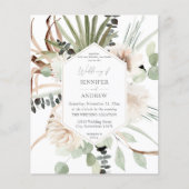 Budget Boho Eukalyptus Palm Leaf & Floral Wedding Flyer (Vorne)