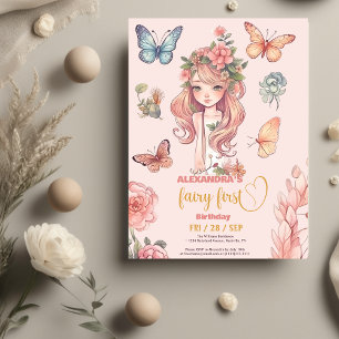 Budget Boho Fairy First Girl's 1. Geburtstag Flyer