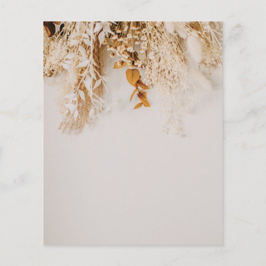 Budget Boho Fall Blume Hochzeit speichern Datum Flyer (Hinten)