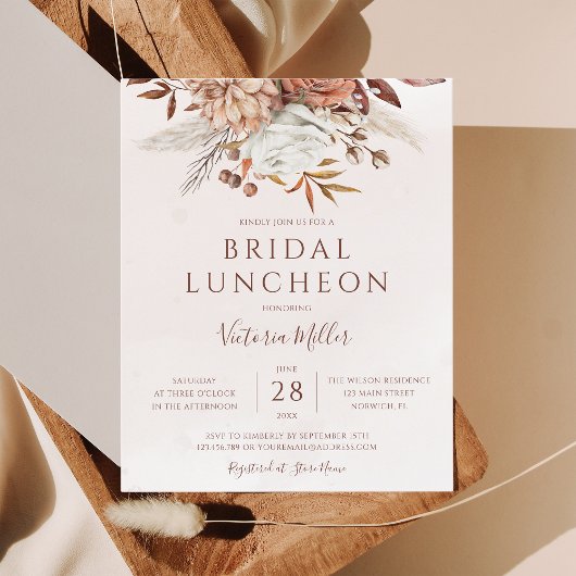 Budget Boho Fall Floral Bridal Luncheon Einladung