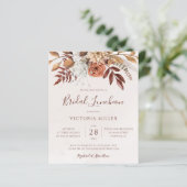 Budget Boho Fall Floral Bridal Luncheon Einladung (Stehend Vorderseite)