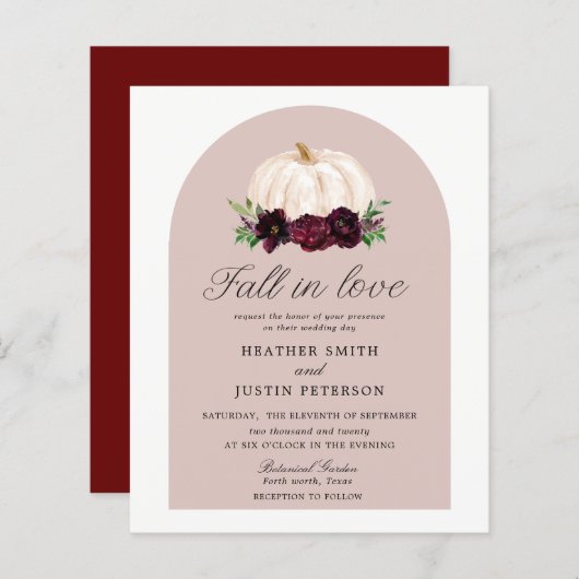 Budget Boho Fall in Liebe florale Pumpkin Hochzeit (Vorne/Hinten)