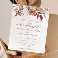 Budget Boho Fall Terracotta Floral Wedite Einladun