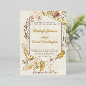 Budget Boho Feathers Hochzeit Folieneinladung (Stehend vorne)