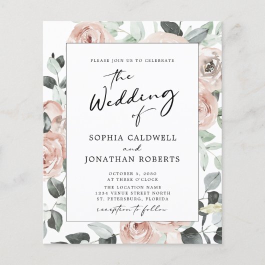 Budget Boho Floral All in One Calligraphy Wedding (Vorderseite)