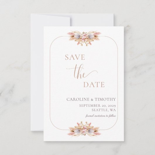 Budget Boho Floral Ankündigung Datum freihalten (Vorderseite)