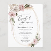 Budget Boho Floral Brautparty Einladung (Vorderseite)