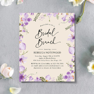 Budget Boho Floral Lilac Bridal Brunch Einladung