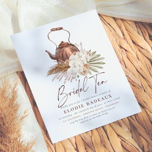 Budget Boho Floral Pampas Grass Tee Brautparty