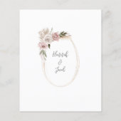 Budget Boho Floral Pampas Grass Wedding Einladung (Rückseite)