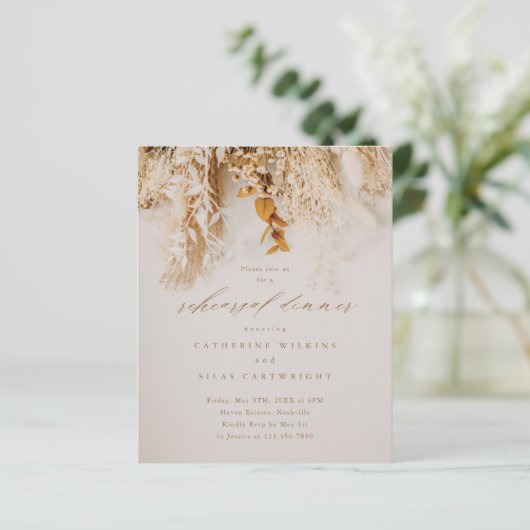 Budget Boho Floral Probe Dinner Einladung (Stehend Vorderseite)