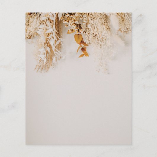 Budget Boho Floral Probe Dinner Einladung (Rückseite)