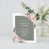 Budget Boho Floral Sage Green Hochzeit Einladung (Stehend Vorderseite)