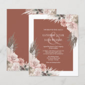 Budget Boho Floral Terracotta Hochzeit Einladung (Vorne/Hinten)