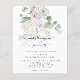 Budget Boho Florals Eucalyptus Wedding Einladung