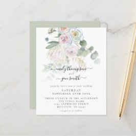 Budget Boho Florals Eucalyptus Wedding Einladung