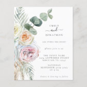Budget Boho Florals Eucalyptus Wedding Einladung (Vorderseite)