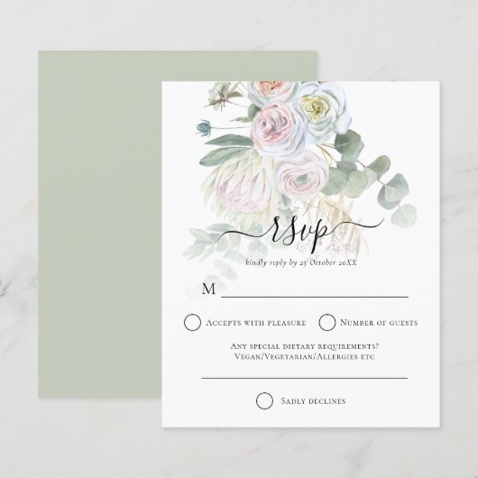 Budget Boho Florals Eucalyptus Wedding RSVP (Vorne/Hinten)