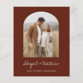 Budget Boho Foto Arch Save the Date Einladung (Vorderseite)