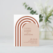 Budget Boho Foto Burnt Orange Hochzeit Einladung (Stehend Vorderseite)