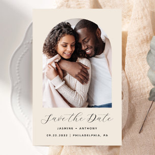 Budget Boho Foto Torbogen Beige Save the Date