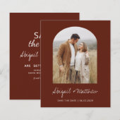 Budget Boho Foto Torbogen Save The Date Einladung (Vorne/Hinten)
