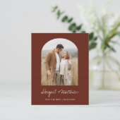 Budget Boho Foto Torbogen Save The Date Einladung (Stehend Vorderseite)