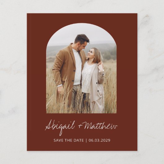 Budget Boho Foto Torbogen Save The Date Einladung (Vorderseite)