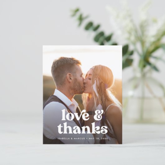 Budget Boho Foto Wedding Dankeschön Card (Stehend Vorderseite)