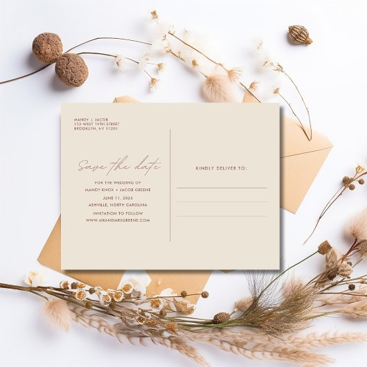 Budget Boho Foto Wedding Save the Date Ankündigungspostkarte