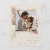 Budget Boho Foto Wedding Save the Date Ankündigungspostkarte (Vorderseite)