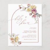 Budget Boho Garden Rose Kinderdusche Einladung (Vorderseite)