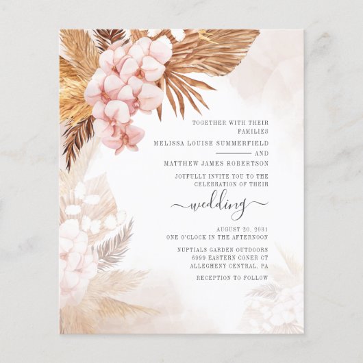 Budget Boho getrocknete Palmen Pampas Grass Weddin (Vorderseite)