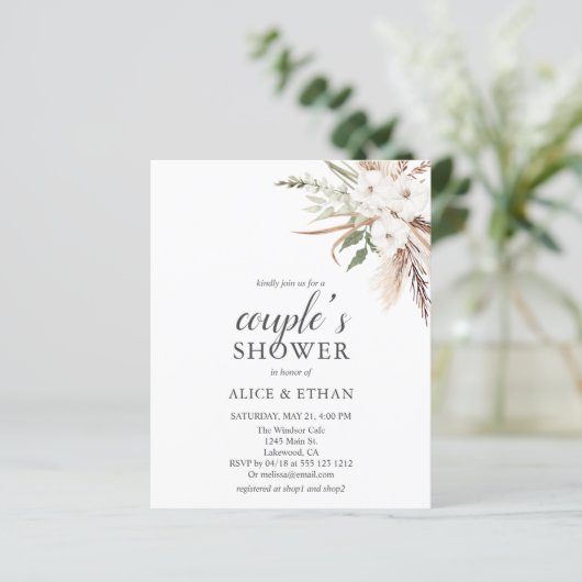 Budget Boho Greenery Pampa Grass Couples Dusche (Stehend Vorderseite)