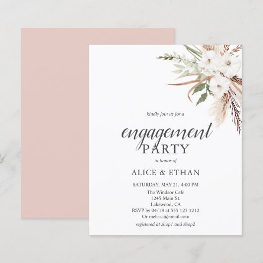 Budget Boho Greenery Pampa Grass Engagement Partei (Vorne/Hinten)