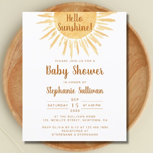 Budget Boho Hallo Sunshine Baby Dusche Einladung