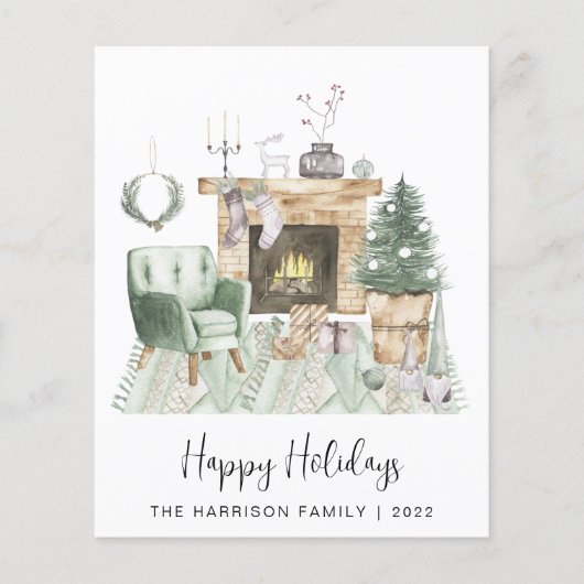 Budget Boho Happy Holidays Weihnachtskarte (Vorderseite)