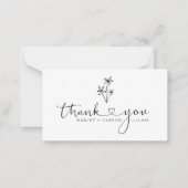 Budget Boho Heart Script Wedding Thank You Mitteilungskarte (Vorderseite)