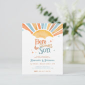 Budget Boho Hier kommt der Sohn Baby Shower (Stehend Vorderseite)