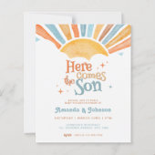 Budget Boho Hier kommt der Sohn Baby Shower (Vorderseite)