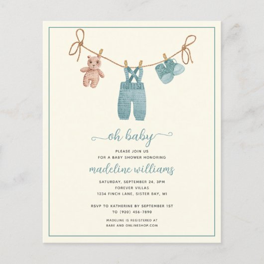 BUDGET BOHO Kinderkleidung Junge Oh Babydusche ein (Vorderseite)