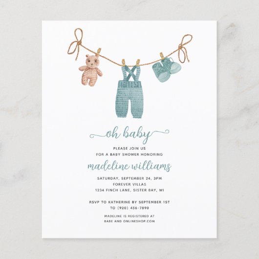 BUDGET BOHO Kinderkleidung Junge Oh Babydusche ein (Vorderseite)