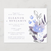 Budget Boho Lila Blue Floral Wedding Einladung (Vorderseite)