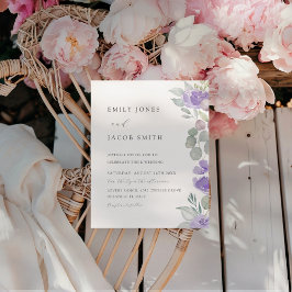 Budget Boho Lila Eukalyptus Wedding Einladung