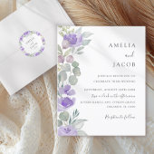 Budget Boho Lila Eukalyptus Wedding Einladung