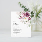 Budget Boho Lila & Pink Peonies Wedite Einladung (Stehend Vorderseite)