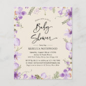 Budget Boho Lilac Florals Kinderdusche Einladung (Vorderseite)
