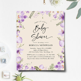 Budget Boho Lilac Florals Kinderdusche Einladung