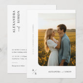 Budget Boho Minimalistisch Monogram Wedding Einladung (Vorne/Hinten)