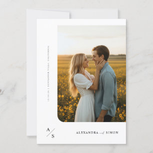 Budget Boho Minimalistisch Monogram Wedding Einladung